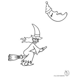 Disegno di Strega che Vola da colorare