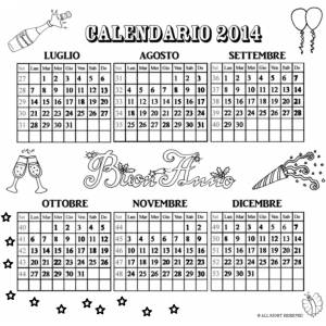 Disegno di Calendario 2014 da Luglio a Dicembre da colorare