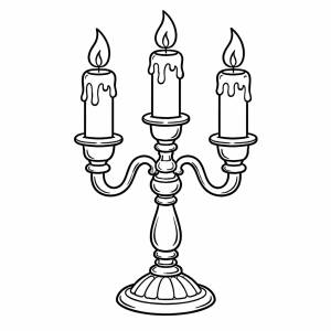 disegno di Candelabro con tre Candele da colorare