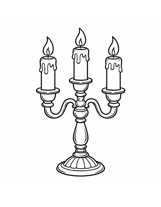 disegno di Candelabro con tre Candele da colorare