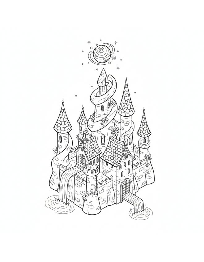 disegno di Castello Incantato da Favola da colorare