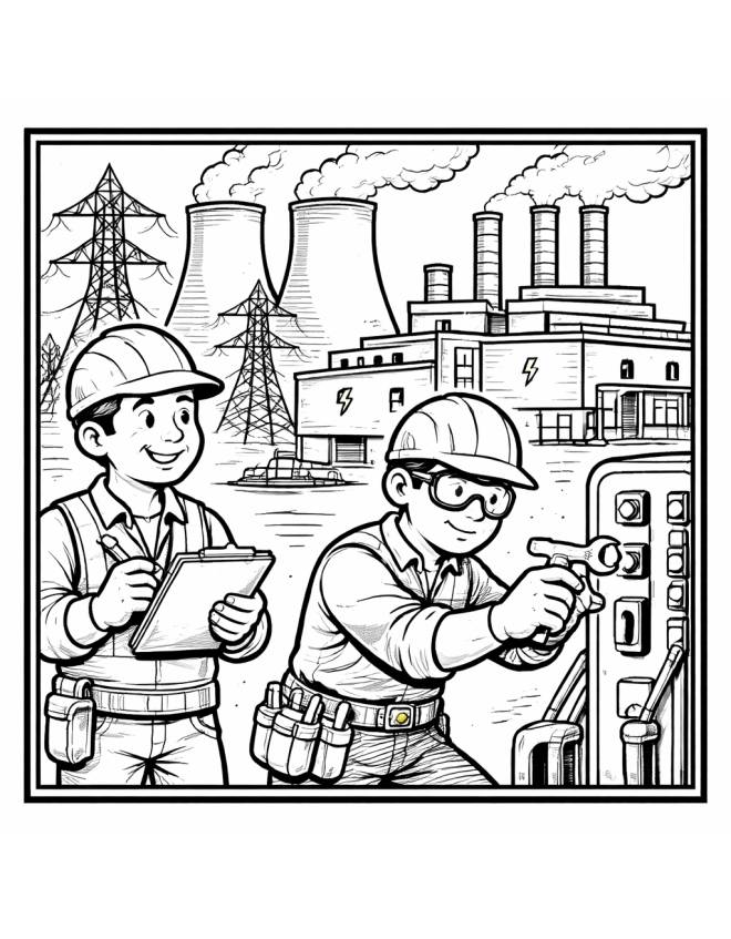 disegno di Centrale Elettrica  da colorare
