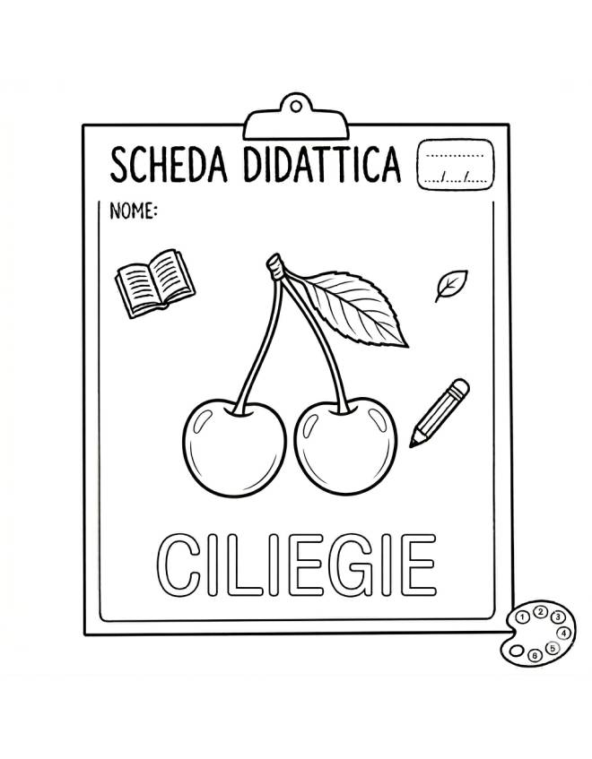 disegno di Ciliegie Scheda Didattica  da colorare
