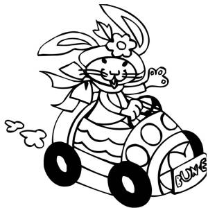 Disegno di Coniglio in Auto da colorare
