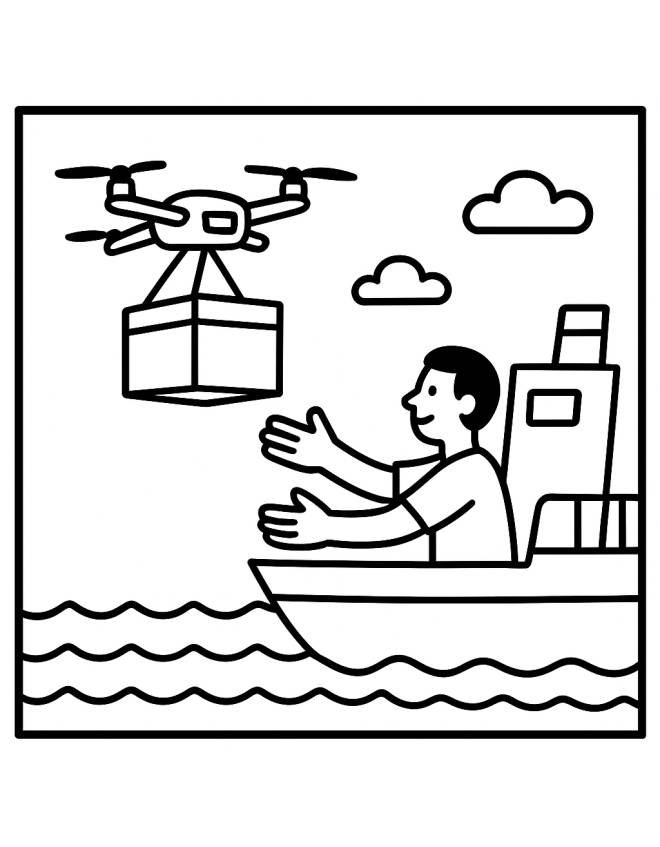 disegno di Consegna Pacco con Drone da colorare