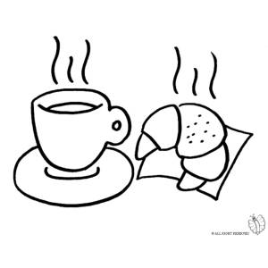 Disegno di Cornetto e Caffè da colorare