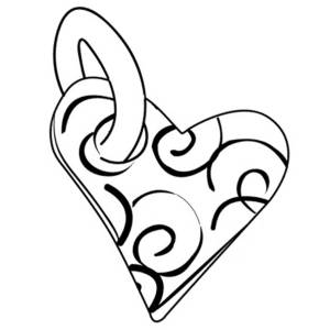 Disegno di Cuore a Ciondolo da colorare