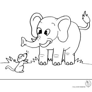 disegno di Elefante e Topolino da colorare
