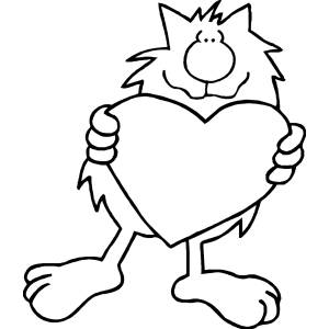 Disegno di Gatto con Cuore da colorare
