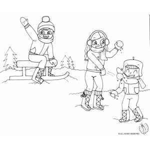 Disegno di Giocare con la Neve da colorare
