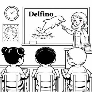 Disegno di Insegnante che spiega la Parola Delfino da colorare