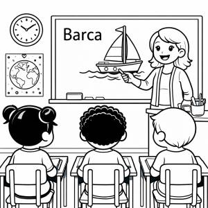 disegno di Insegnante che spiega la Parola Barca  da colorare