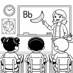 disegno di Insegnante e Studenti in Classe  da colorare