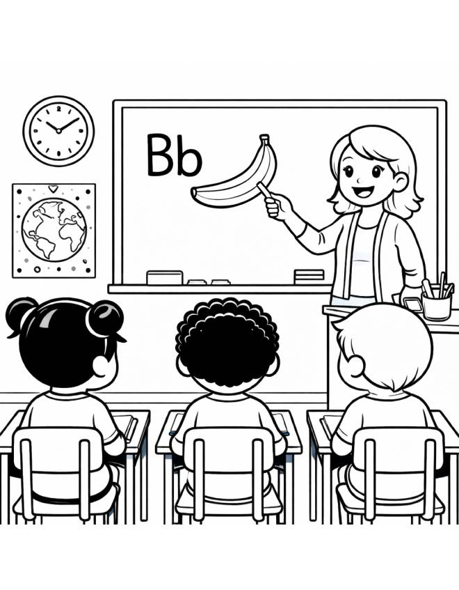 disegno di Insegnante e Studenti in Classe  da colorare