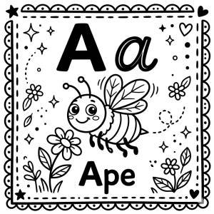 disegno di Lettera A di Ape Alfabeto Illustrato  da colorare