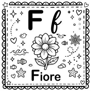 disegno di Lettera F di Fiore Alfabeto Illustrato  da colorare