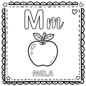 disegno di Lettera M di Mela Alfabeto Illustrato  da colorare