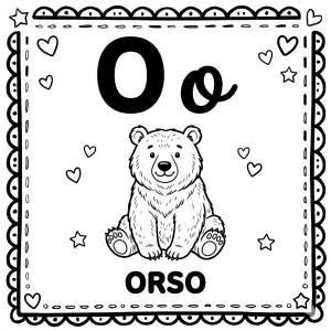 disegno di Lettera O di Orso Alfabeto Illustrato  da colorare