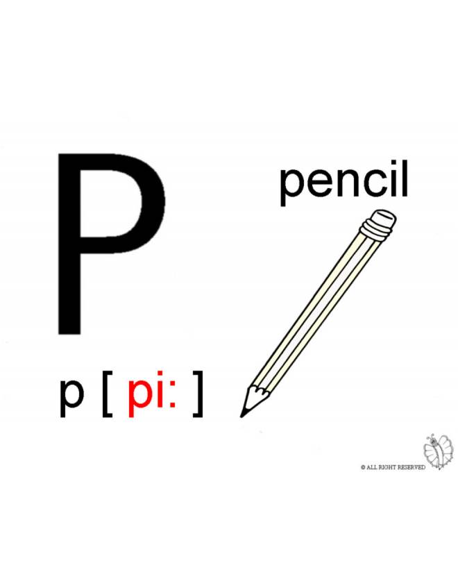 disegno di Lettera P Alfabeto Inglese da colorare