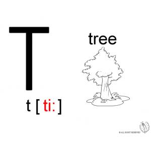 Disegno di Lettera T Alfabeto Inglese da colorare