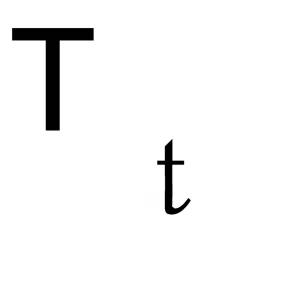 disegno di Lettera T Corsivo e Stampatello da colorare