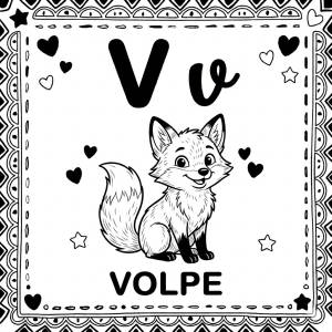 disegno di Lettera V di Volpe Alfabeto Illustrato  da colorare