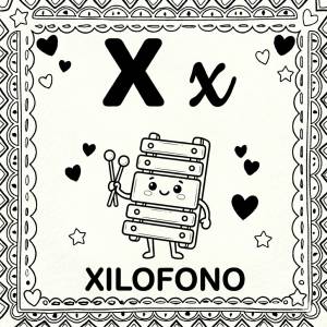 Disegno di Lettera X di Xilofono Alfabeto Illustrato  da colorare