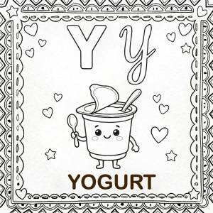 disegno di Lettera Y di Yogurt Alfabeto Illustrato  da colorare