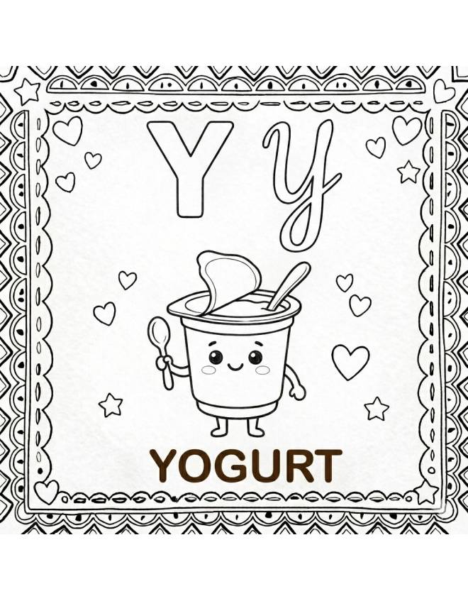 disegno di Lettera Y di Yogurt Alfabeto Illustrato  da colorare