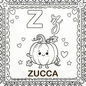 disegno di Lettera Z di Zucca Alfabeto Illustrato  da colorare
