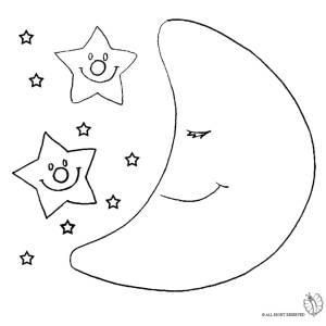 Disegno di Luna e Stelle da colorare