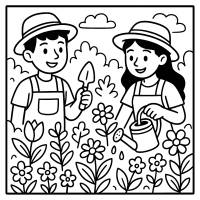 disegno di Cura del Giardino da colorare