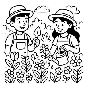 Disegno di Cura del Giardino da colorare