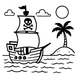 Disegno di Nave di Pirati da colorare