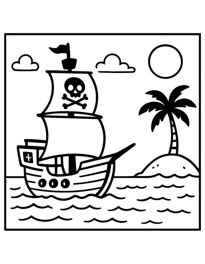 disegno di Nave di Pirati  da colorare