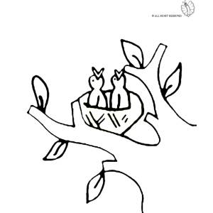 Disegno di Nido di Uccelli da colorare