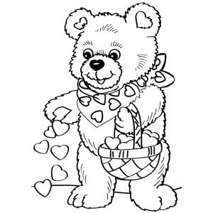 Disegno di Orso con Cuoricini da colorare