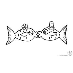 Disegno di Pesci Innamorati da colorare