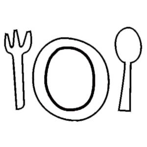 Disegno di Piatto Forchetta Cucchiaio da colorare