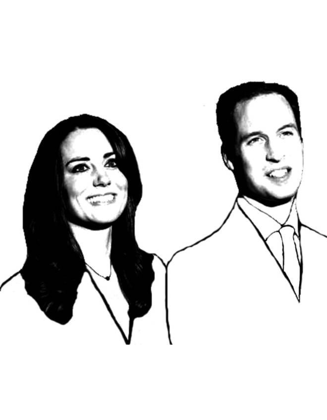 disegno di Principe William e Kate da colorare