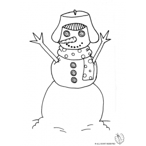 Disegno di Pupazzo di Neve con Cappello da colorare