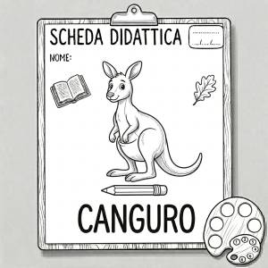 Disegno di Scheda Didattica Canguro da colorare