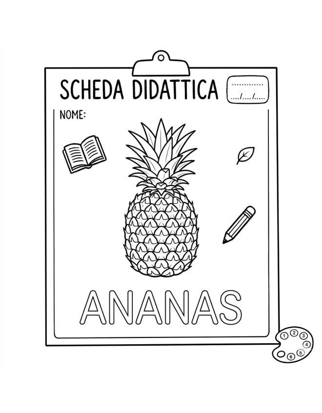 disegno di Ananas Scheda Didattica  da colorare