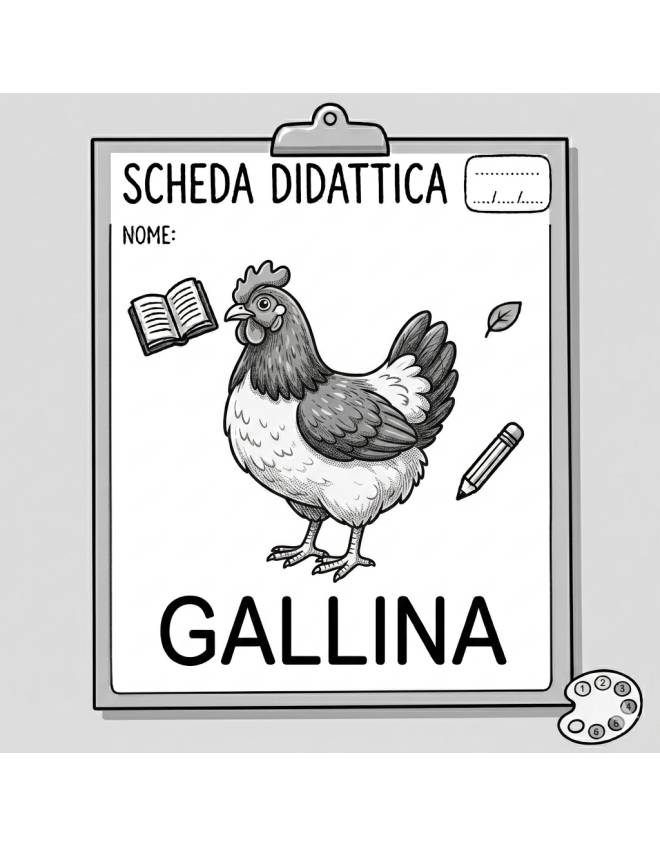 disegno di Scheda Didattica Gallina  da colorare