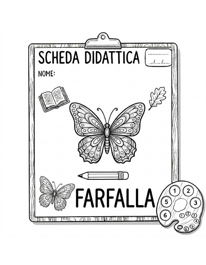 disegno di Scheda Didattica Farfalla  da colorare