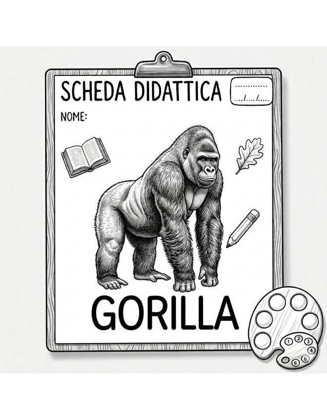 disegno di Scheda Didattica Gorilla da colorare