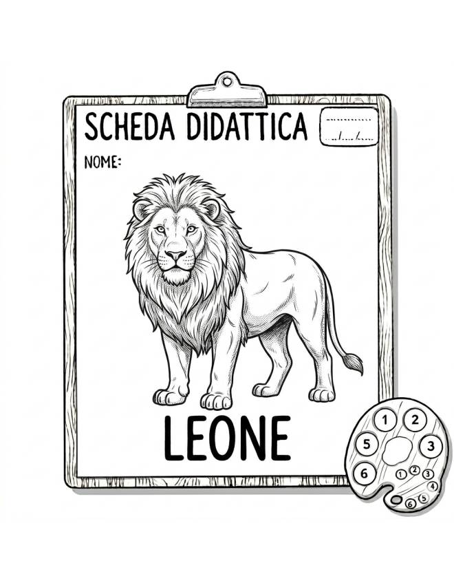 disegno di Scheda Didattica Leone  da colorare