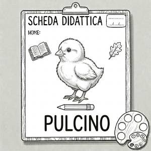 Disegno di Scheda Didattica Pulcino da colorare