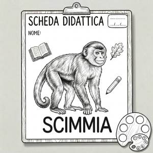 Disegno di Scheda Didattica Scimmia da colorare