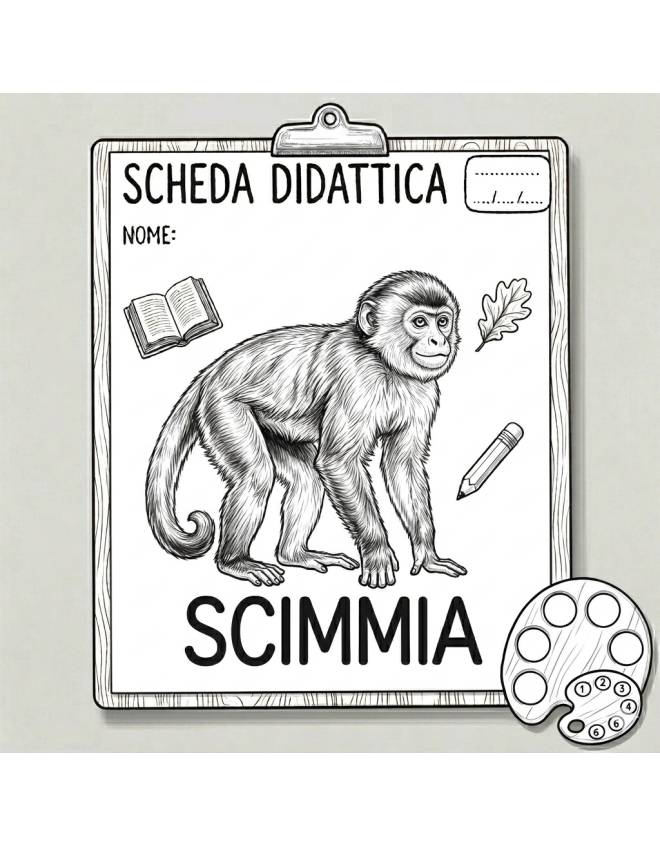 disegno di Scheda Didattica Scimmia  da colorare